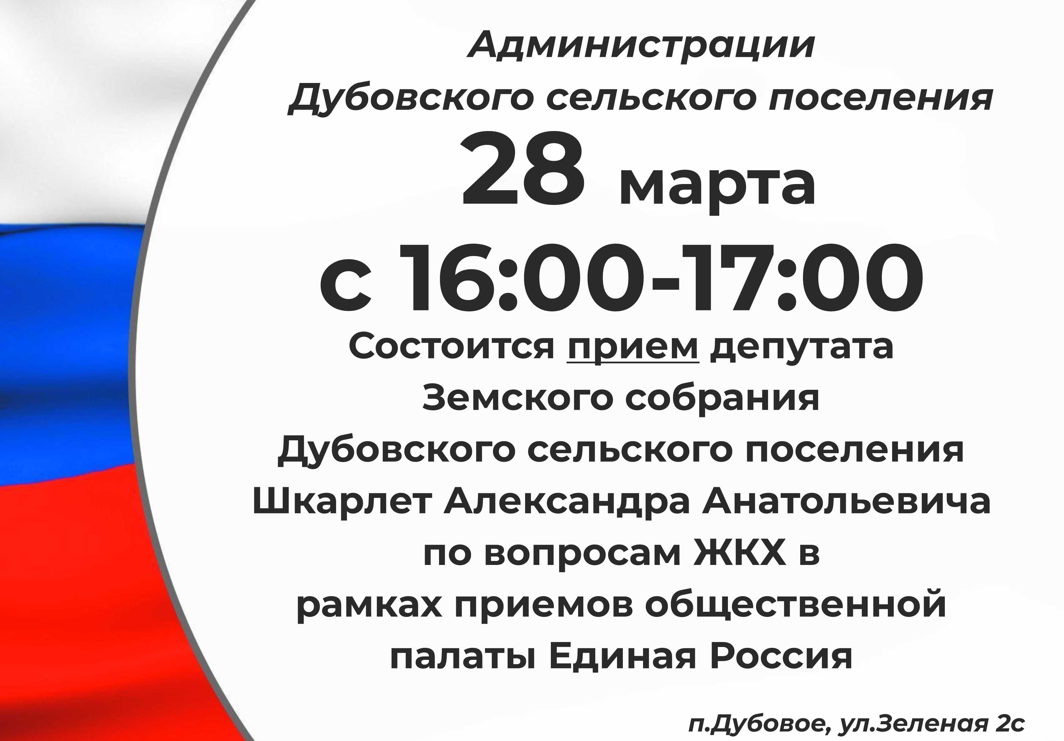 Прием депутата  Земского собрания  Дубовского сельского поселения .